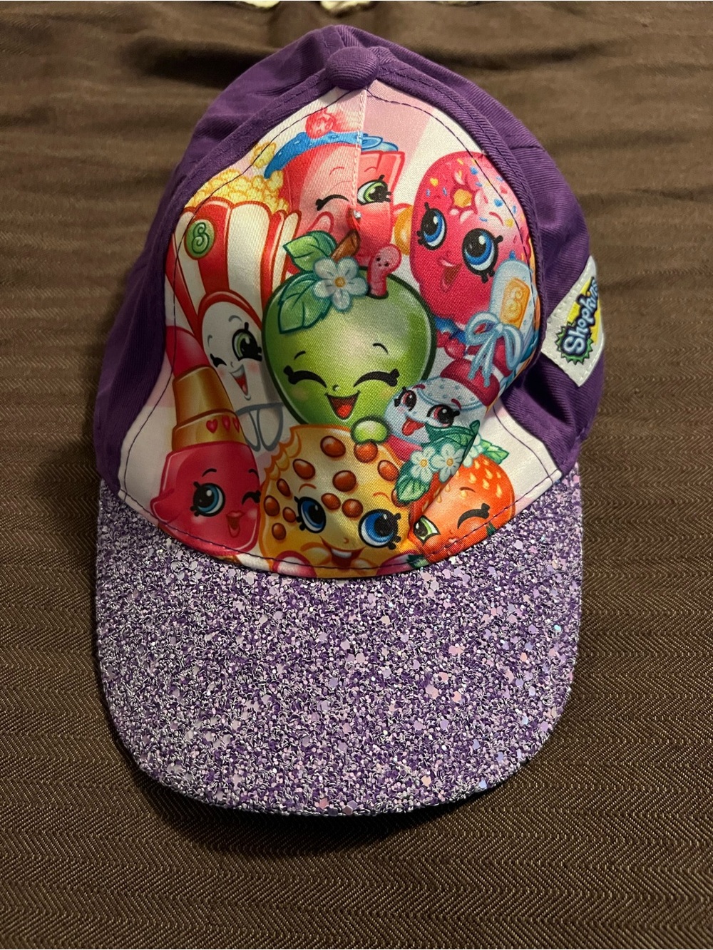 Kids Shopkins Girls Toddler Cap Hat Glitter Purple Style Adjustable.